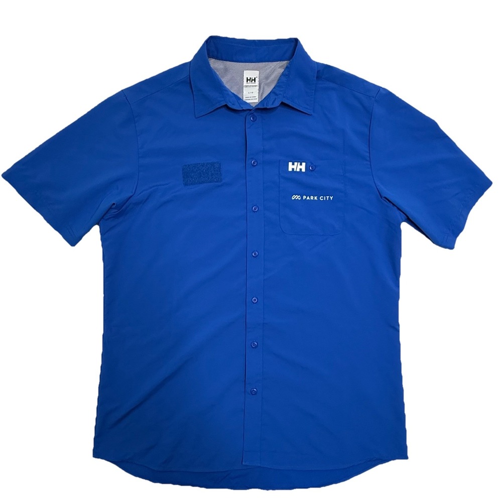 Helly Hansen Park City Resort Men's Large Ski Vented Blue Button Front Shirt Top